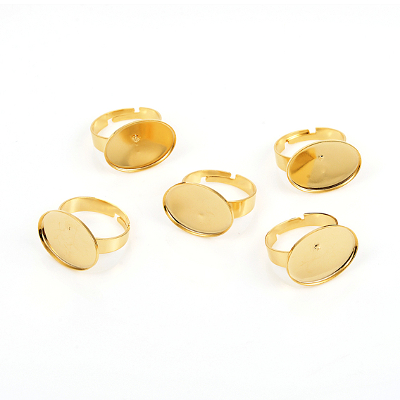 Componentes de anillos de dedo de acero inoxidable ajustables 201, fornituras base de anillo almohadilla, oval