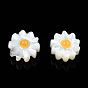 Natural White Shell Enamel Beads, Flower