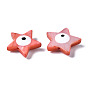 Natural Freshwater Shell Beads, with Enamel, Double-Faced, Star with Evil Eye, Dyed
