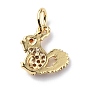 Brass Micro Pave Cubic Zirconia Charms, with Jump Ring, Squirrel Charms