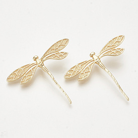 Brass Pendants, Nickel Free, Real 18K Gold Plated, Dragonfly