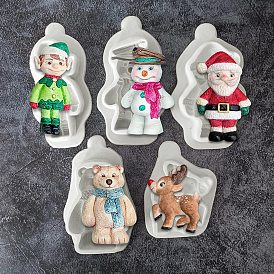Christmas Theme DIY Food Grade Silicone Molds, Fondant Molds, Resin Casting Molds, for Chocolate, Candy Making
