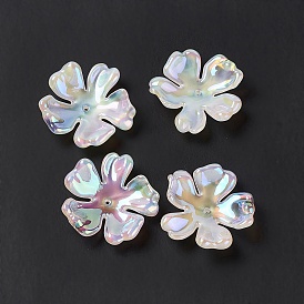 Opaque Acrylic Bead Caps, AB Color, 5-Petal Flower