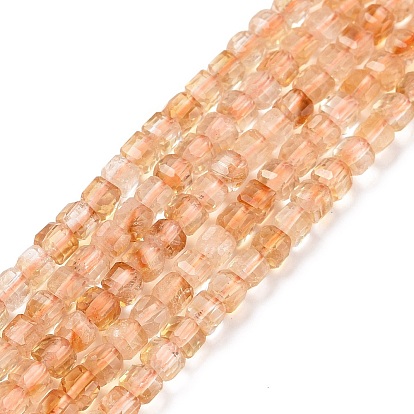 Natural Citrine Beads Strands, Faceted, Cube