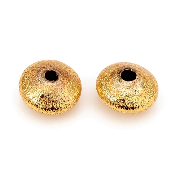 Brass Spacer Beads, Long-Lasting Plated, Textured, Flat Round