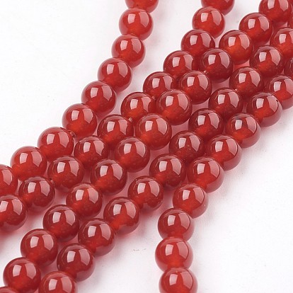 Gemstone Beads Strands, Natural Carnelian, Dyed, Round