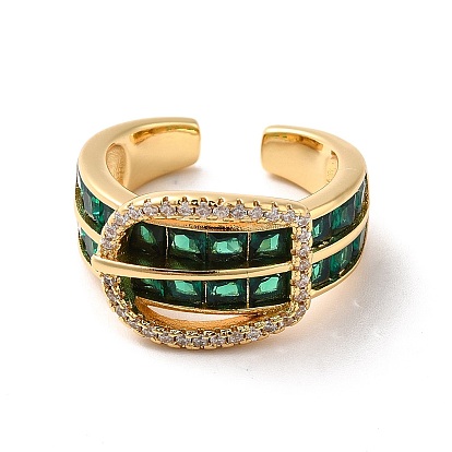Открытое кольцо-манжета в форме пряжки из кубического циркония, широкое женское кольцо из настоящей позолоченной латуни с покрытием 18k