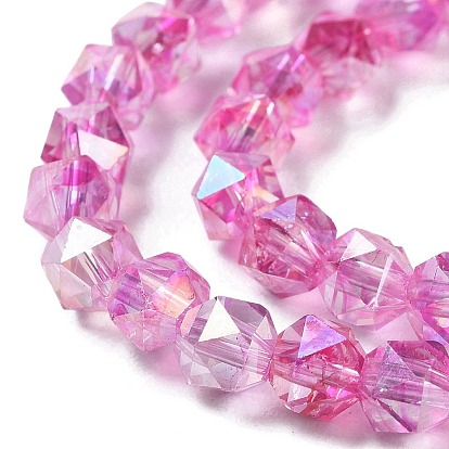 Transparentes perles de verre de galvanoplastie brins, facette, polygone, de couleur plaquée ab 