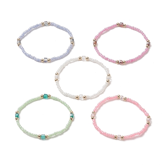 Bracelets en perles de rocaille de verre pour femmes, perles en laiton stretch bracelets
