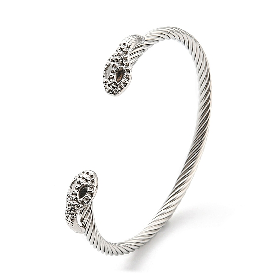 304 fabrication de bracelets à manchette ouverte serpent en acier inoxydable, paramètres de bracelet pour strass