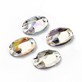 Diamantes de imitación cosidos en forma ovalada, k 5 strass de cristal, enlace de agujero 2, espalda plana plateada, decoración artesanal de costura
