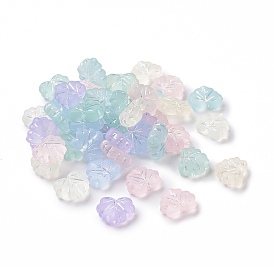 Transparent Frosted Acrylic Beads, AB Color Plated, Leaf