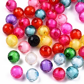 Transparent AS Plastic Beads, Faceted, Bead in Bead, Round