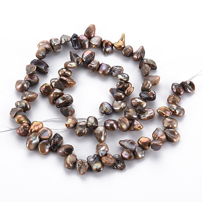 Natural Keshi Pearl Beads Strands, Cultured Freshwater Pearl, Dyed, Nuggets