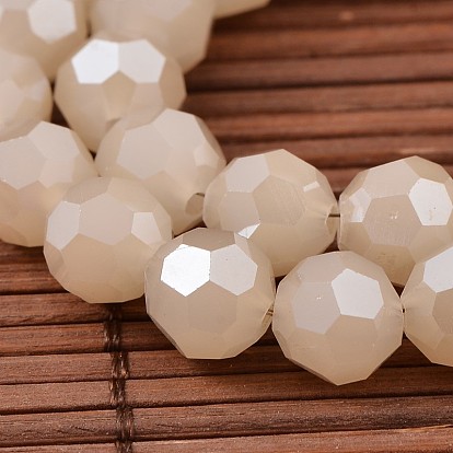 Plaqué facettes electroplate arc-ronde perles de verre brins, 8mm, Trou: 1mm, Environ 72 pcs/chapelet, 22 pouce