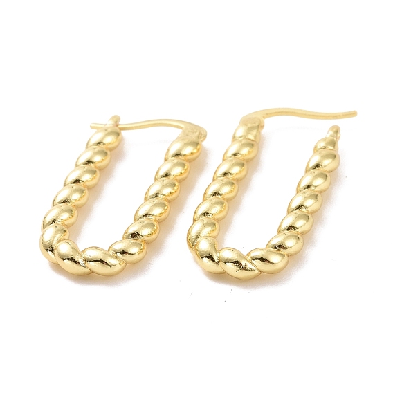 Brass Twist Rope Rectangle Hoop Earrings for Women, Cadmium Free & Lead Free