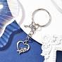 Valentine's Day Heart Alloy Pendant Keychain, with Iron Split Key Rings