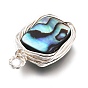 Natural Abalone Shell/Paua Shell Pendants, with Eco-Friendly Copper Wire Wrapped, Rectangle