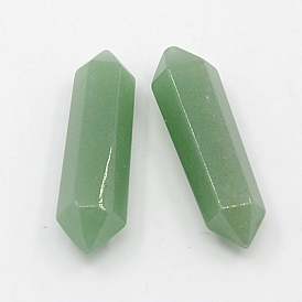 Естественный зеленый бисер авантюрин, лечебные камни, палочка для медитативной терапии, уравновешивающая энергию рейки, нет отверстий / незавершенного, точка с двойным окончанием, 28~35x8 мм