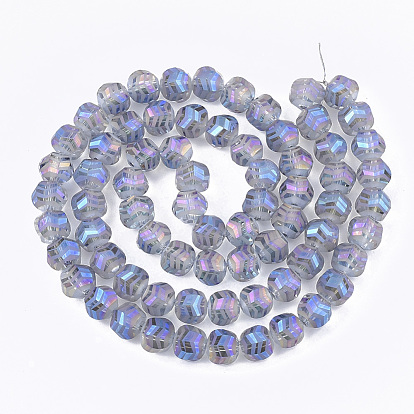 Perles en verre electroplate, givré, facette, ronde