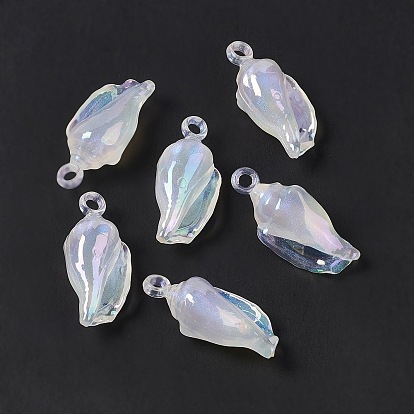 UV Plating Acrylic Pendants, with Glitter Powder, AB Color, Conch Charm