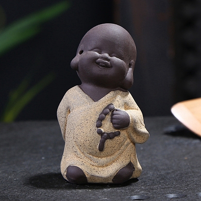 Statue de Bouddha novice en céramique, pour le bureau à domicile ornement feng shui