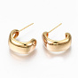 Brass Half Hoop Earrings, Stud Earring, Semicircular, Nickel Free