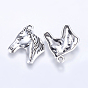 Alloy Pendants, Lead Free and Cadmium Free, Horse Head, 25x20x3mm, Hole: 3mm