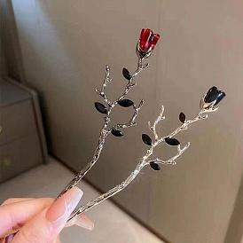 Винтажная заколка из сплава с цветком розы для женской прически в стиле ретро