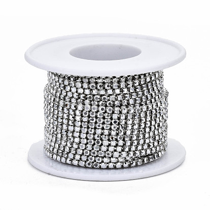 Cadenas de strass de diamantes de imitación de latón electrochapado, cadenas de la taza del Rhinestone, con carrete