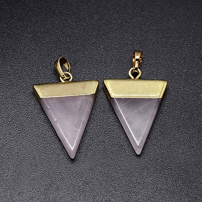 Gemstone Pendants, with Golden Tone Brass Findings, Triangle, 30~35x23~28x5mm, Hole: 8x5mm