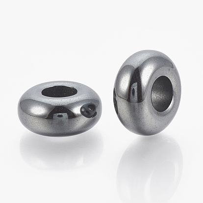 Non-magnétiques perles synthétiques d'hématite, Perles avec un grand trou   , rondelle