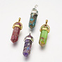 Synthetic Regalite/Imperial Jasper/Sea Sediment Jasper Pointed Pendants, with Brass Findings, Dyed, Bullet