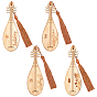 Nbeads 4 piezas 4 estilo antiguo instrumento musical pipa marcapáginas de estilo chino con borlas para amantes de los libros, marcapáginas de bambú grabado con caracteres chinos y dibujo, burlywood