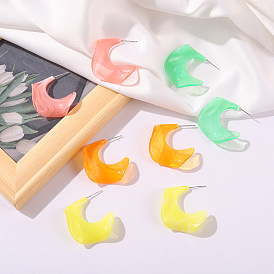 Sweet and Chic Candy Stone Moon Alloy Earrings with Japanese Style