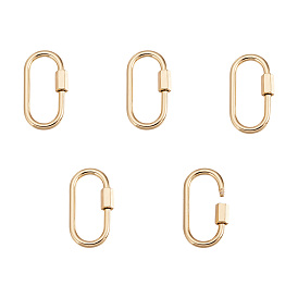 Brass Screw Carabiner Lock Charms, for Necklaces Making, Oval