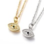 304 Stainless Steel Pendant Necklaces, with Cubic Zirconia, Horse Eye