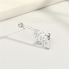 Stylish Stainless Steel Leaf Earrings with Diamond Inlay - Versatile Ear Accessories