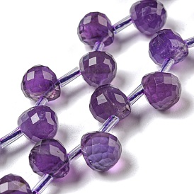 Natural Amethyst Beads Strands, Faceted, Top Drilled, Teardrop