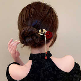 Épingle à cheveux à pampilles exquise au charme vintage pour chignon de mariée hanfu - élégante et délicate.