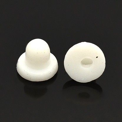 Clip de plástico en almohadillas para pendientes, blanco, 6x5 mm, agujero: 1 mm