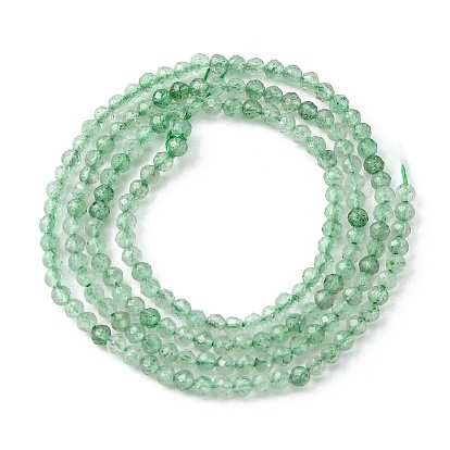 Brins de perles de quartz vert naturel, facette, ronde