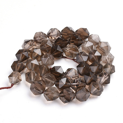 Perlas de cuarzo ahumado naturales hebras, facetados, rondo