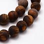 Frosted Natural Tiger Eye Beads Strands, Round