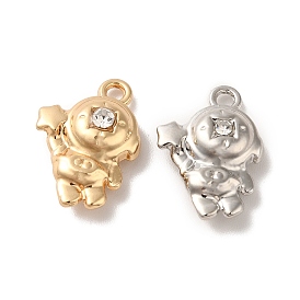 Rack Plating Alloy Pandants, with Clear Glass, Nickel Free, Spaceman with Star Charms