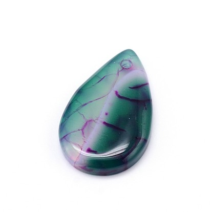 Natural Gemstone Pendants, Drop,30~34x20~23x5~6mm, Hole: 1.5mm