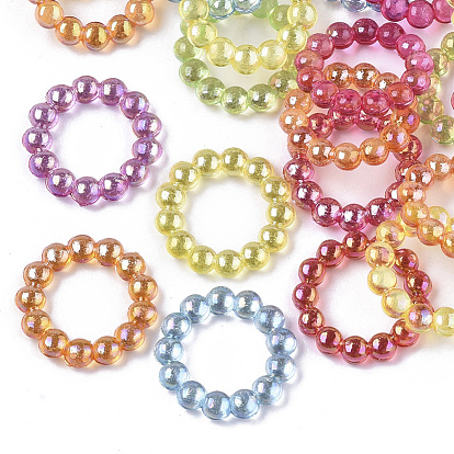 Transparent AS Plastic Linking Rings, AB Color Plated, Pearlized, Round Ring