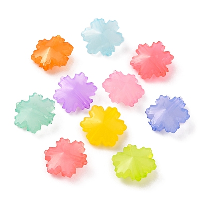 200Pcs 10 Colors Imitation Jelly Acrylic Beads, Faceted, Snowflake
