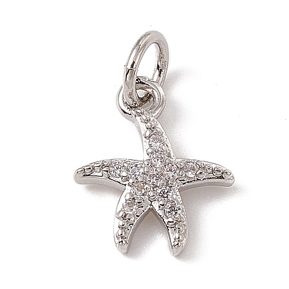 Micro cuivres ouvrent charmes de zircons, avec anneau de saut, charme étoile de mer