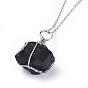 Natural Tourmaline Pendant Necklaces, with 304 Stainless Steel Cable Chains and Lobster Clasps, Packing Box